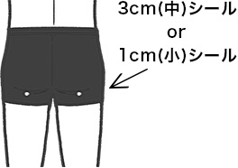 貼るヤセシールの使い方応用パターン(3)ヒップラインが気になる方はお尻の下の横ジワの中央のポイントに貼ってみましょう。
